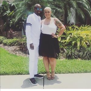 White top black sheer bottom with under skirt